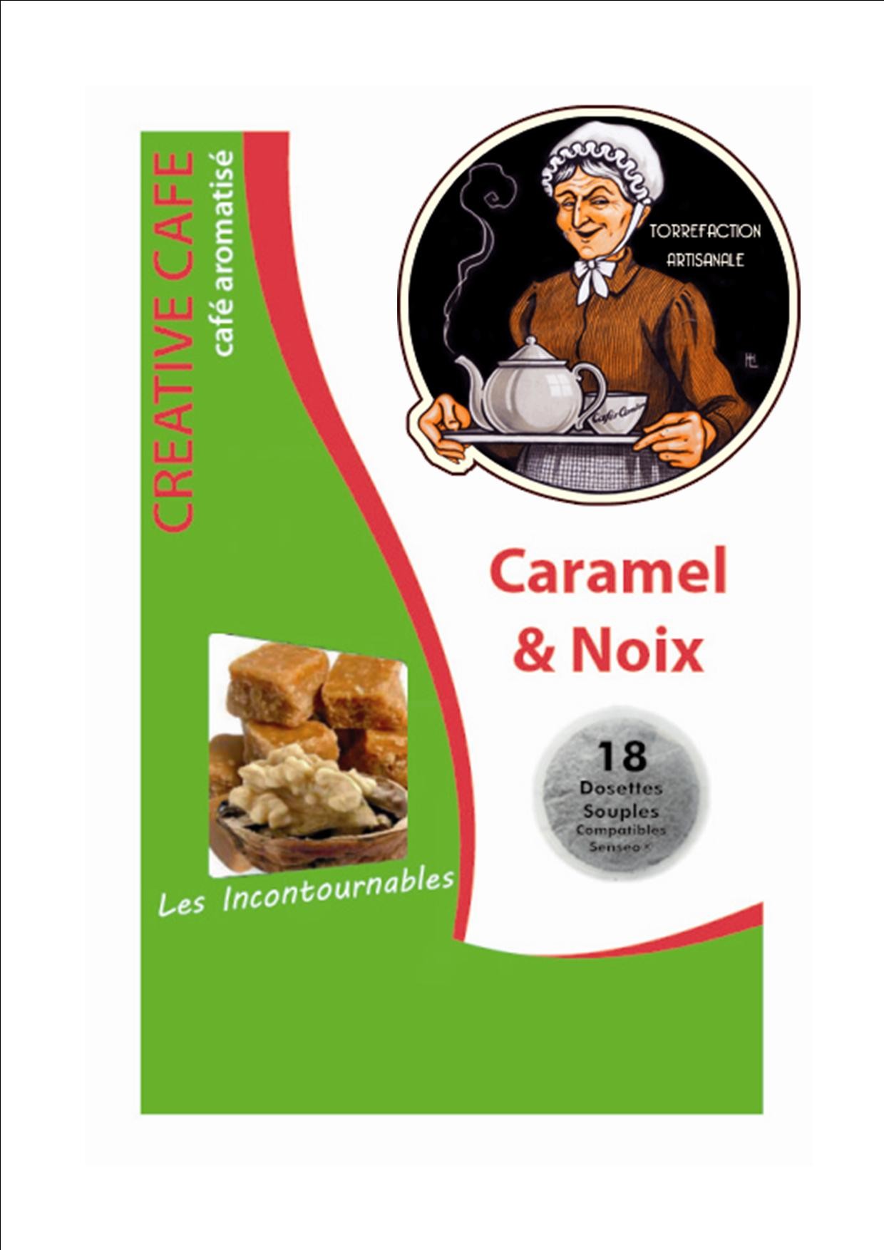 Dosettes café aromatisé au caramel et noix type Senséo par 18 - Cafés  Canton