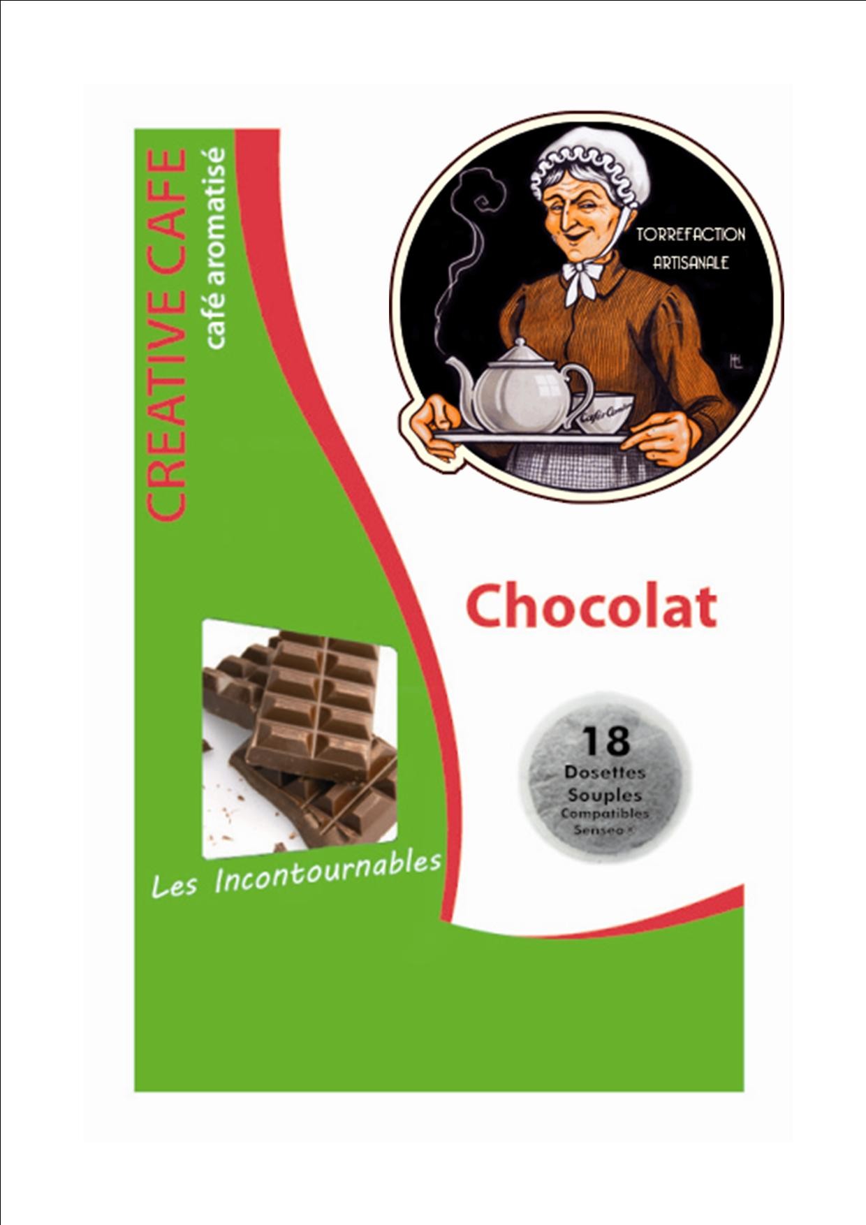 Dosettes café aromatisé au chocolat type Senséo par 18 - Cafés Canton